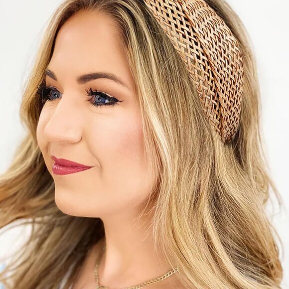 Woven Twist Headbands 2 Pack Boho Hairbands Non Slip Wide Rattan Accessories - Picture 7 of 7